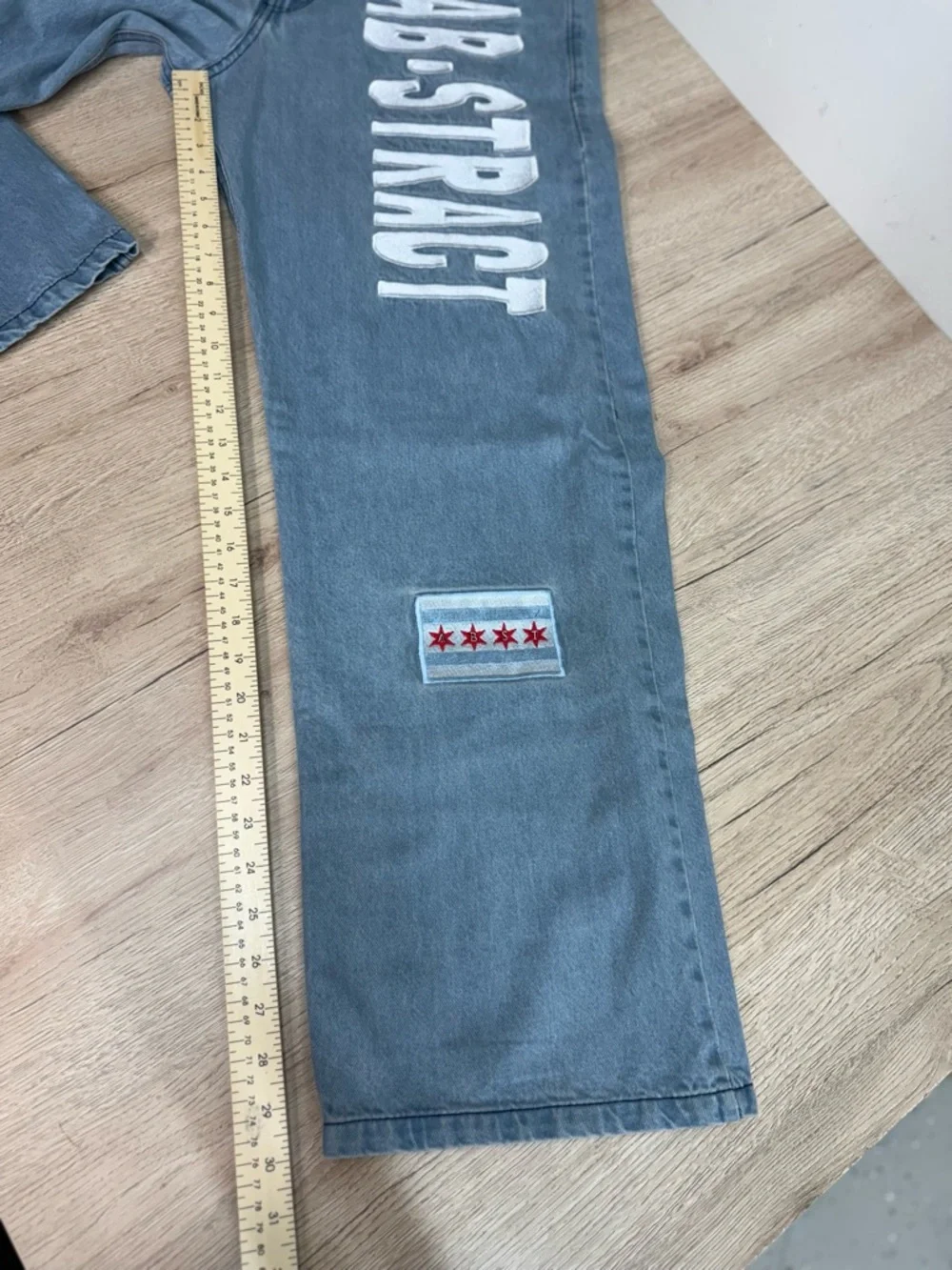 Embroidered Graphics Relaxed-fit Decor Patches Streetwear Artistic Jeans 34x30